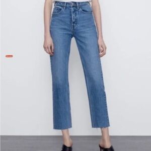 Zara High Rise Straight Leg Jeans Medium Wash Denim Women’s Size 6